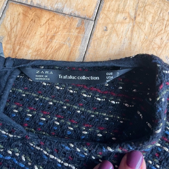 Trafaluc by Zara Textured Tweed Wool Blend Fringe Dress Size Small - Picture 4 of 8